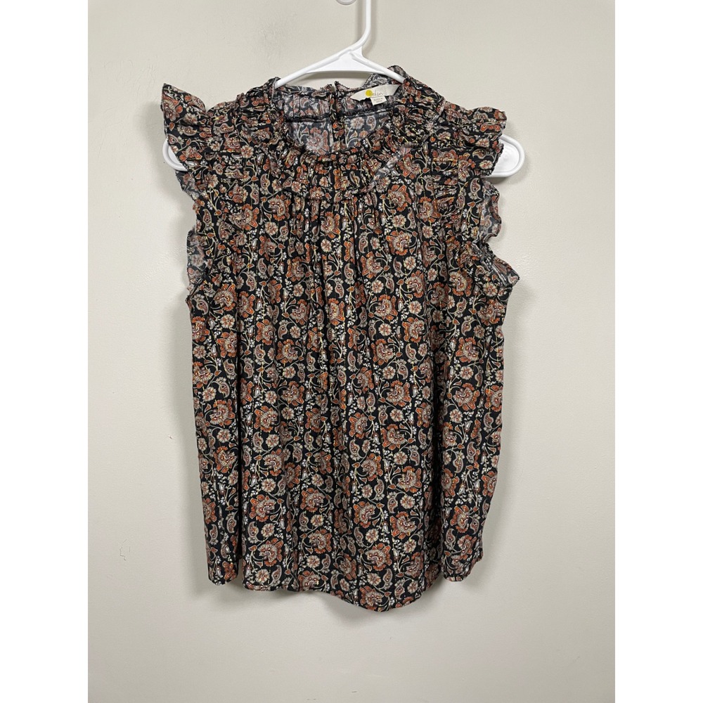 Boden Floral Ruffle Sleeveless Cotton Top Size 6 Bohemian Feminine Cottagcore